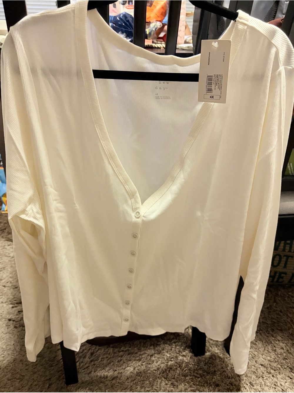 A New Day White Button-Front V-Neck Women's Top Cardigan size 4X